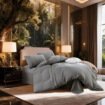 Set de Pat Luxury „Dantelă” și “Broderie”– P-H-002 Gri