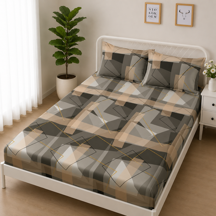 Husă de pat cu elastic din Bumbac Finet + 2 Fețe de Pernă, 160x200, Cod: DRS6