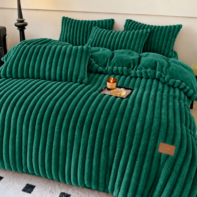 Lenjerie de Pat Plush Velvet Premium, 4 Piese, husă cu Elastic, Cod: PVL7