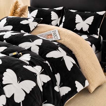 Lenjerie de Pat Cocolino cu Blăniță Sherpa – Set 4 Piese, cod: SHPA21