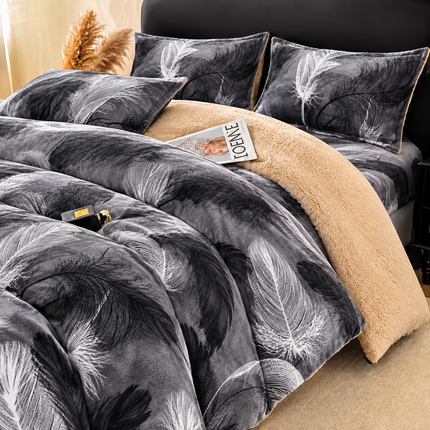 Lenjerie de Pat Cocolino cu Blăniță Sherpa – Set 4 Piese, cod: SHPA31