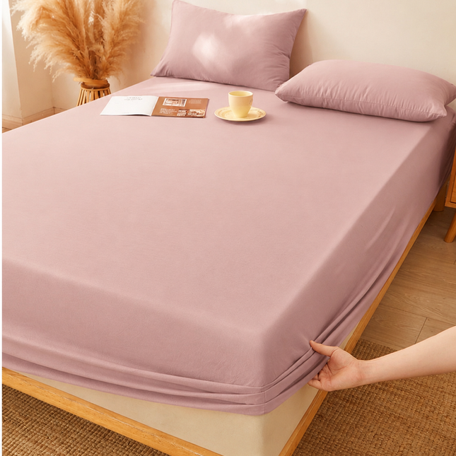 Husă de pat cu elastic din Bumbac Finet + 2 Fețe de Pernă, 180x200, Cod: DRS201