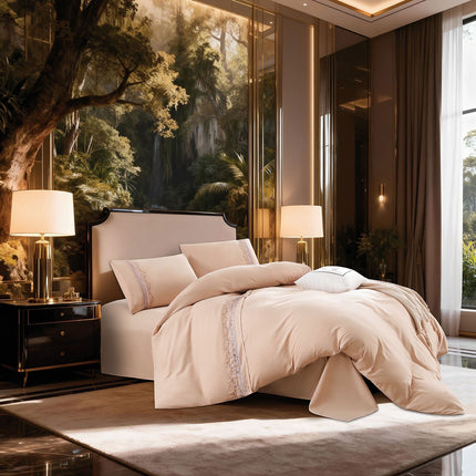 Set de Pat Luxury „Dantelă” și “Broderie”– P-H-006 Roz Prăfuit