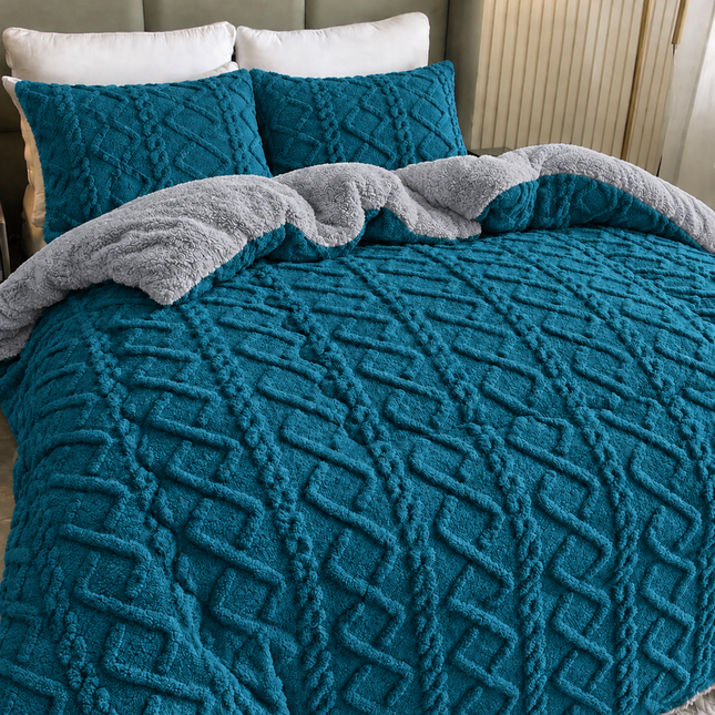 Set Pilotă Cocolino cu blăniță Sherpa – 200×230 cm + 2 Fețe de Pernă, Cod: MRK47