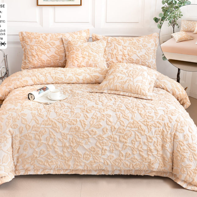 Lenjerie Deluxe Relief, Bumbac+In, grofate, 6 piese, cearșaf cu elastic DRG13