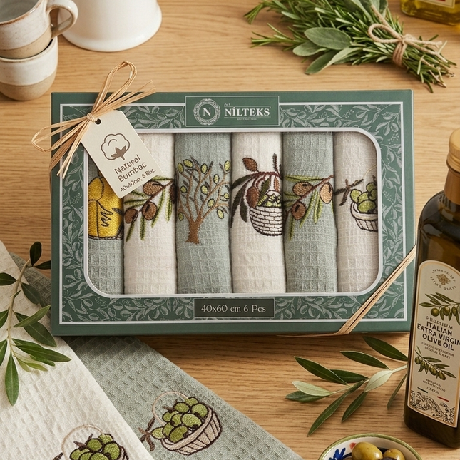 Set Prosoape Bucătărie – 6 bucăți | 40x60 cm | Bumbac Natural, Cod: REW2