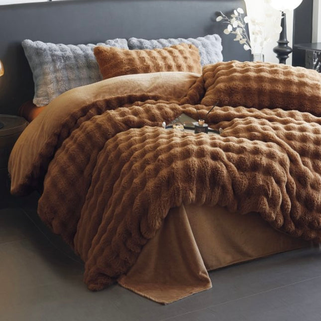 Set de Lux din blană de iepure artificială, 4 piese, Cod: BYE7