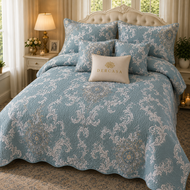 Cuvertură de pat matlasată din bumbac, 5 piese – Eleganță și confort, Cod: CVT3