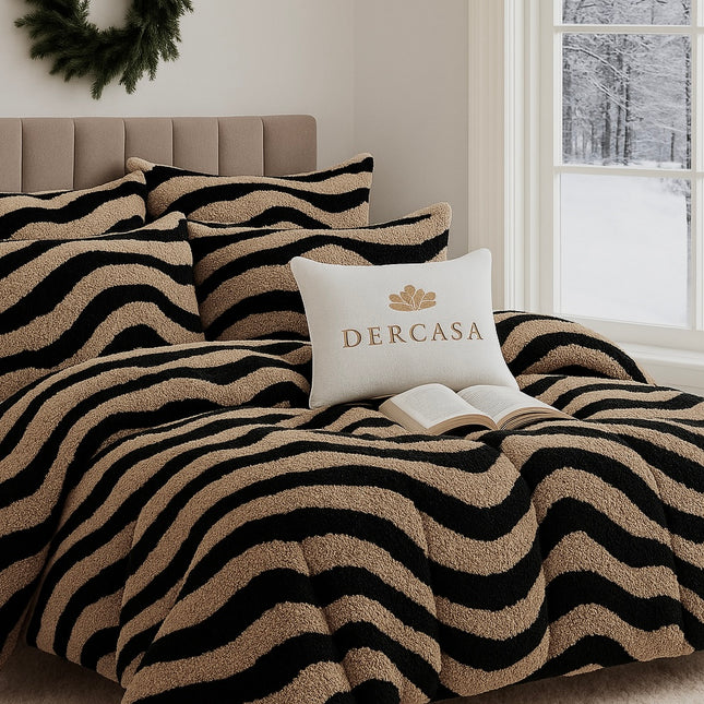 Set Premium Cocolino Zebra – Lenjerie Plușată cu Elastic (4 Piese), Cod: ZBC6