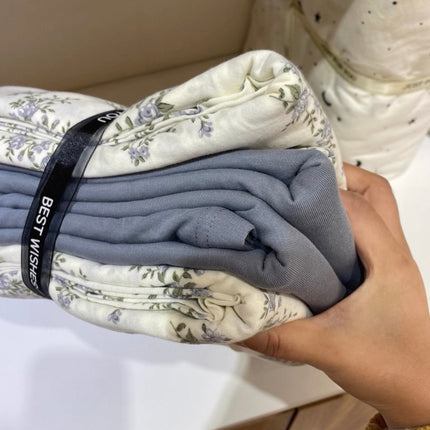 Lenjerie elastică premium din bumbac tricot – Design botanic, 4 piese, Cod: CTN06