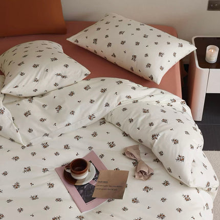Lenjerie elastică premium din bumbac tricot – Design botanic, 4 piese, Cod: CTN09