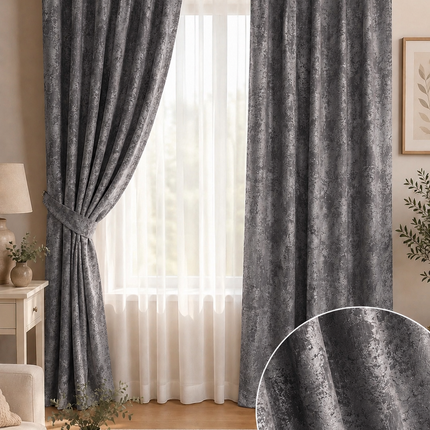 Draperii Sena – Set 2 bucăți, Jacquard Elegant, Gri Argintiu, cu rejansă, Cod: SNA7