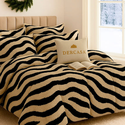 Set Premium Cocolino Zebra – Lenjerie Plușată cu Elastic (4 Piese), Cod: ZBC2