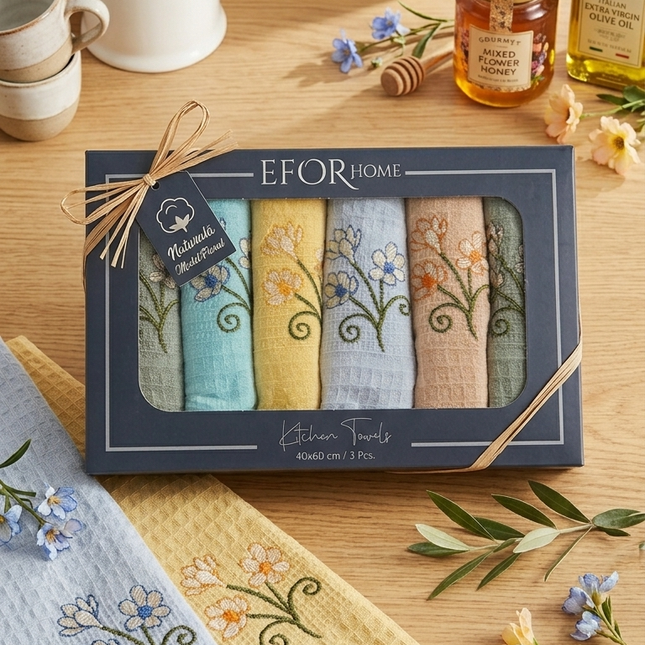 Set Prosoape Bucătărie – 6 bucăți | 40x60 cm | Bumbac Natural, Cod: REW3