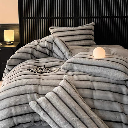Set de Lux din blană de iepure artificială, 4 piese, Cod: BY11