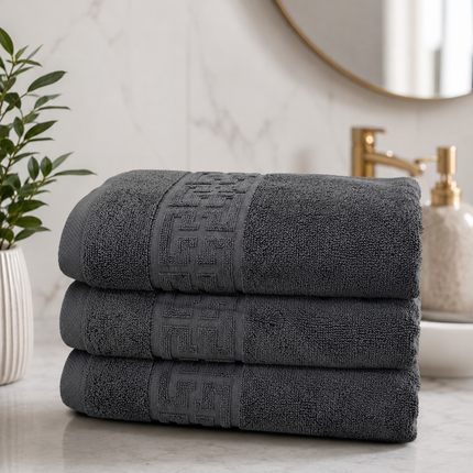 Set de 3 prosoape din bumbac 100% cu putere mare de absortie Dark Grey – 70 x 130 cm Elegance Cod: 15790PR