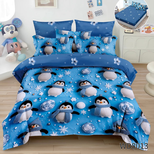 Lenjerie Premium cu efect panoramic 5D, cearșaf cu elastic, Cod: CDC-33