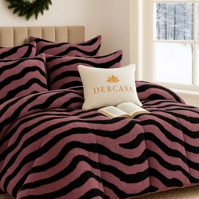 Set Premium Cocolino Zebra – Lenjerie Plușată cu Elastic (4 Piese), Cod: ZBC4