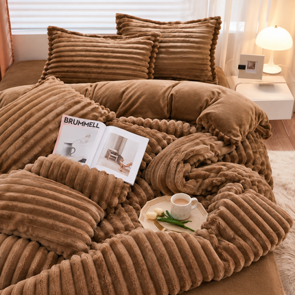 Set de Lux din blană de iepure artificială, 4 piese, Cod: BY60