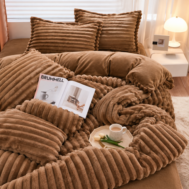 Set de Lux din blană de iepure artificială, 4 piese, Cod: BY60