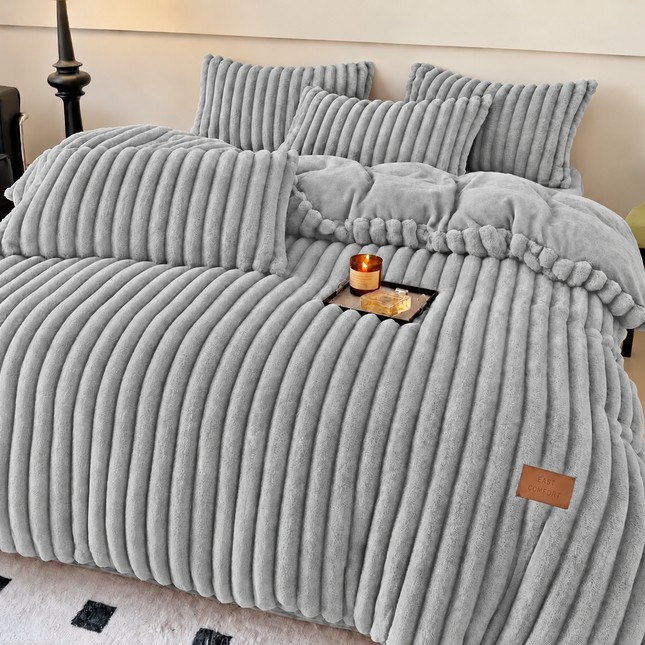 Lenjerie de Pat Plush Velvet Premium, 4 Piese, husă cu Elastic, Cod: PVL5