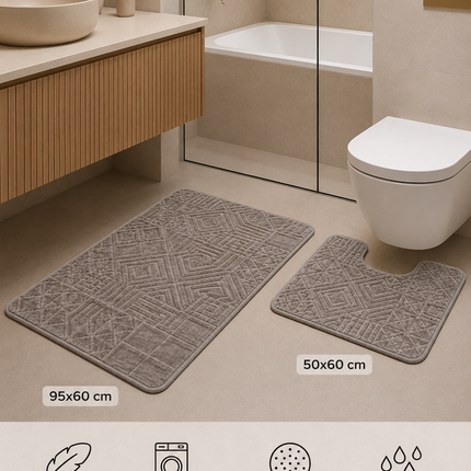 Covorașe de baie premium – Set 2 piese, ultra-absorbante și antiderapante, Cod: PBAY7