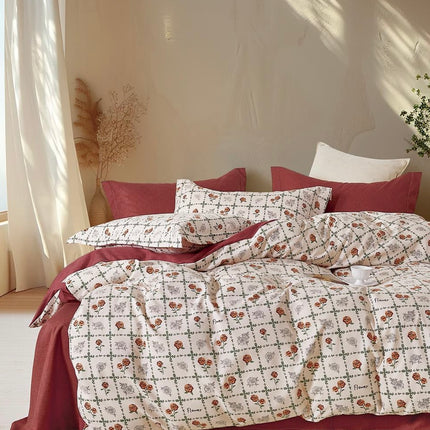Lenjerie de pat din bumbac fin 6 piese(cearșaf de pat cu elastic) Cod: FNS208