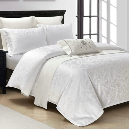 Set lenjerie de Lux jacquard, 4 piese, pat 2 persoane, cearșaf cu elastic Cod: JQC2
