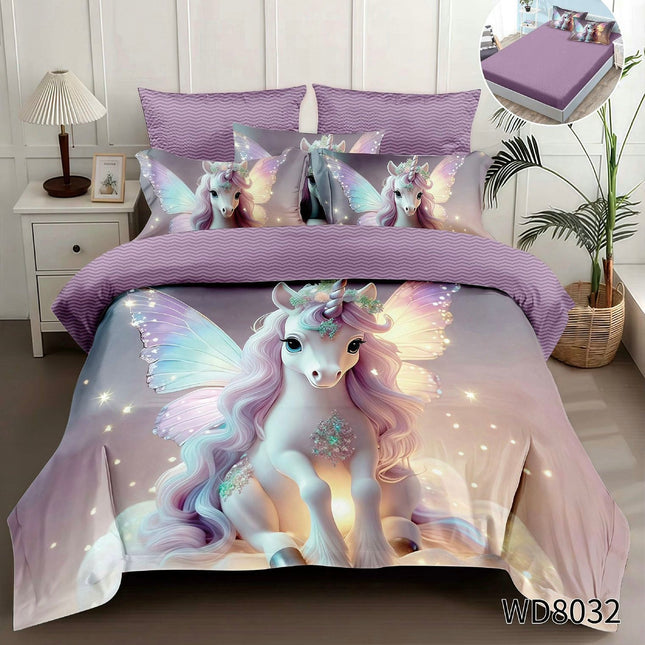 Lenjerie Premium cu efect panoramic 5D, cearșaf cu elastic, Cod: CDC-38