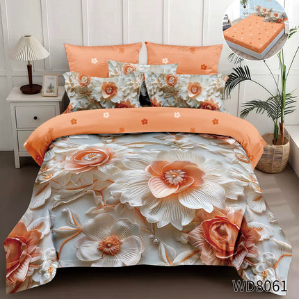 Lenjerie Premium cu efect panoramic 5D, cearșaf cu elastic, Cod: CDC-51