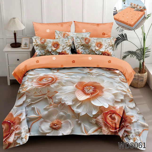 Lenjerie Premium cu efect panoramic 5D, cearșaf cu elastic, Cod: CDC-51