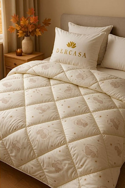 Pilotă din lână naturală Wooltex, Premium Bumbac, 200x220 cm – Fabricată în România, Cod: LWT1