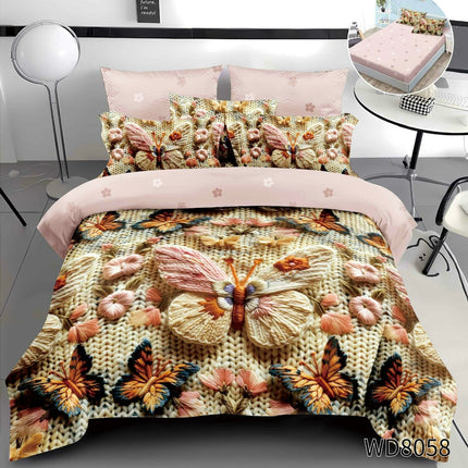 Lenjerie Premium cu efect panoramic 5D, cearșaf cu elastic, Cod: CDC-45