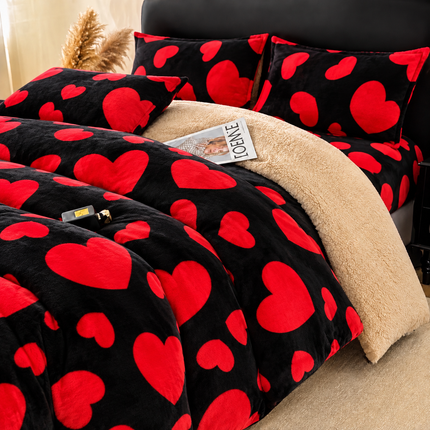 Lenjerie de Pat Cocolino cu Blăniță Sherpa – Set 4 Piese, cod: SHPA38