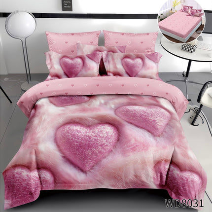 Lenjerie Premium cu efect panoramic 5D, cearșaf cu elastic, Cod: CDC-31