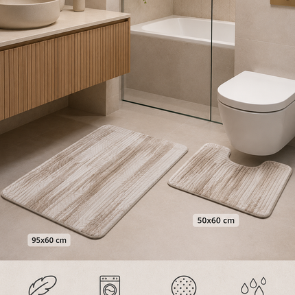 Covorașe de baie premium – Set 2 piese, ultra-absorbante și antiderapante, Cod: PBAY2