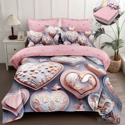 Lenjerie Premium cu efect panoramic 5D, cearșaf cu elastic, Cod: CDC-26