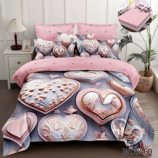 Lenjerie Premium cu efect panoramic 5D, cearșaf cu elastic, Cod: CDC-26