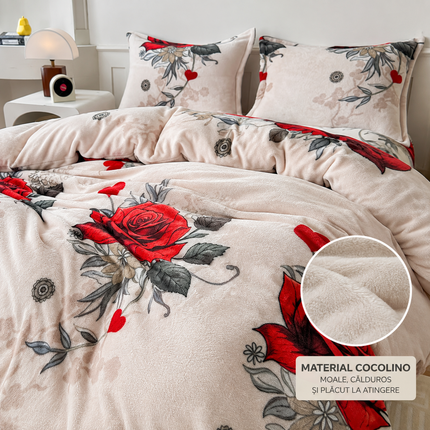 Lenjerie de pat Cocolino Premium – Set 4 piese | Moale și pufoasă, husă cu elastic, Cod: SCM14