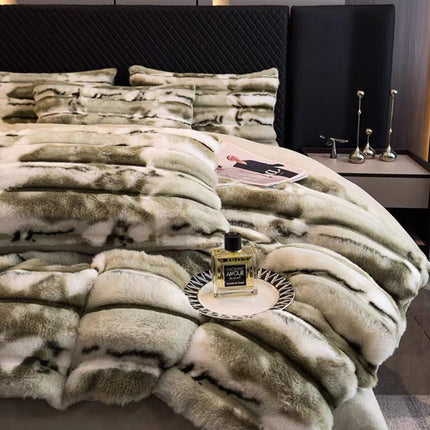 SnowTouch – Set de Pat Ultra-Pufos, cu blăniță moale, 4 piese, cearșaf cu elastic, Cod: SNW3