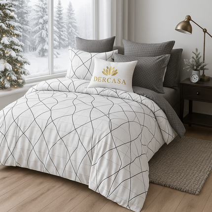 Lenjerie de Pat 6 Piese din Finet Moale cu Elastic, Cod: LNA56