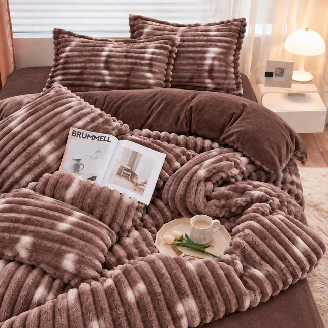 Set de Lux din blană de iepure artificială, 4 piese, Cod: BY61