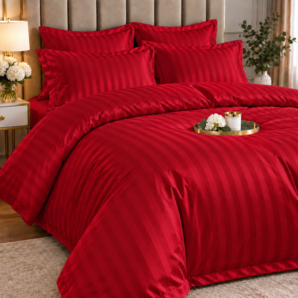 Lenjerie de Lux din Damasc Finetat Deluxe cu 6 piese-cearșaf de pat cu elastic Cod: DAE313