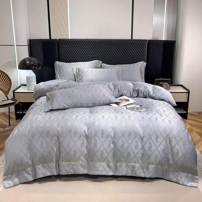 Set lenjerie de Lux jacquard, 6 piese, pat 2 persoane,cearșaf cu elastic, Cod: JQY30