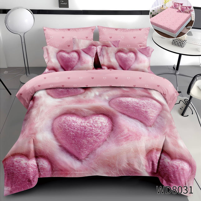 Lenjerie Premium cu efect panoramic 5D, cearșaf cu elastic, Cod: CDC-31