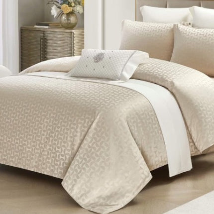 Set lenjerie de Lux jacquard, 4 piese, pat 2 persoane, cearșaf cu elastic Cod: JQC4