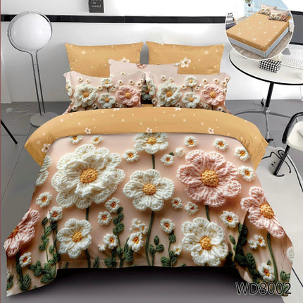 Lenjerie Premium cu efect panoramic 5D, cearșaf cu elastic, Cod: CDC-34