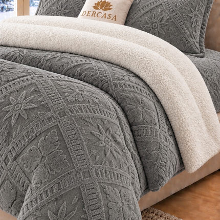 Lenjerie de Pat Cocolino cu Blăniță Sherpa – Set 4 Piese, cod: BPA54