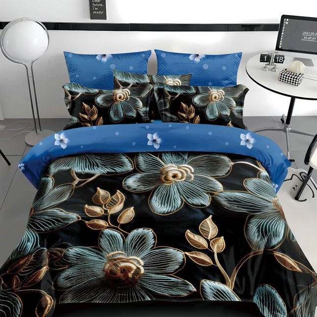 Lenjerie Premium cu efect panoramic 5D, cearșaf cu elastic, Cod: CDC-1