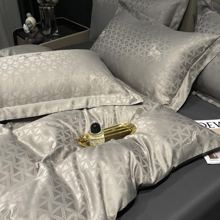 Set lenjerie de Lux jacquard, 6 piese, pat 2 persoane,cearșaf cu elastic, Cod: JQY19